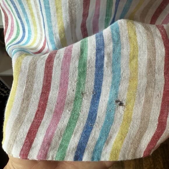 Talbots 100% Linen Rainbow V-neck Smock Tunic Beach Boho Blouse Top Wms X-Large - Picture 7 of 9